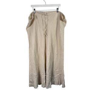 Old Navy Vintage Y2K Low Waist 100% Linen Maki Skirt Beige Boho Festival Size 20